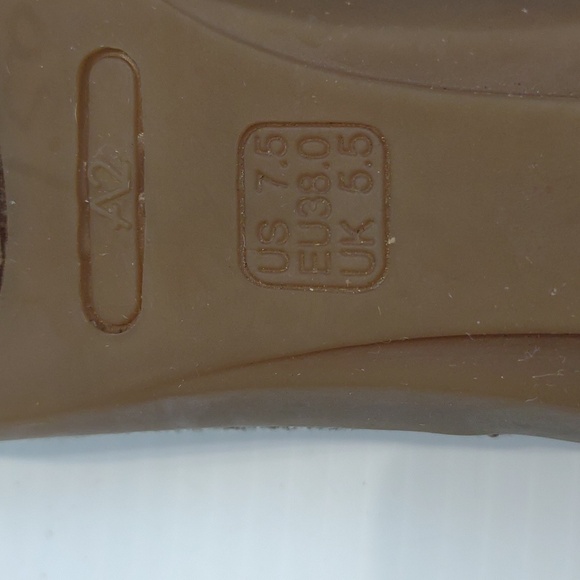 A2 Aerosoles Atmosphere Gray Gold Weave Open Toe Slingback Flower Detail Wedges - Picture 10 of 13